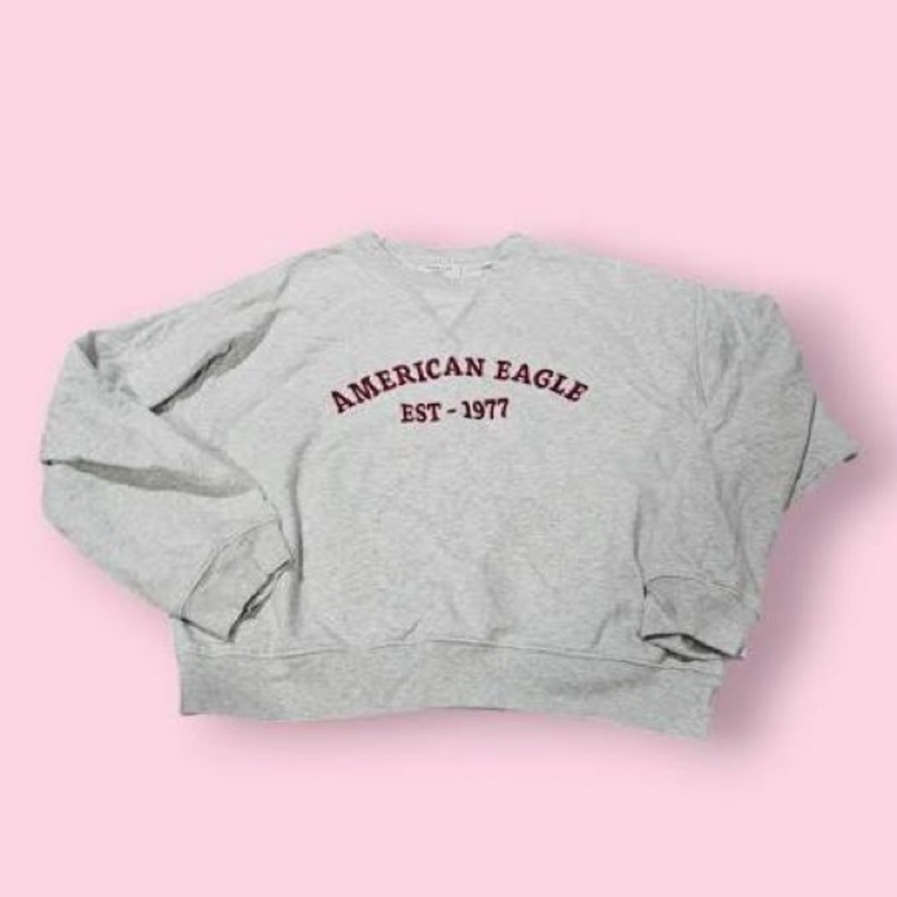 American Eagle Outfitters Light Gray Crewneck Sweater